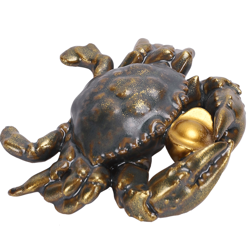 銅細工 八方来財 カニ 茶寵 茶台 装飾品 工芸品 美術品