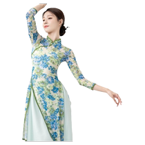 Dancers classical body suit slimming cheongsam Chinese style dance practice suit performance suit elegant and fairy-like female dance suit