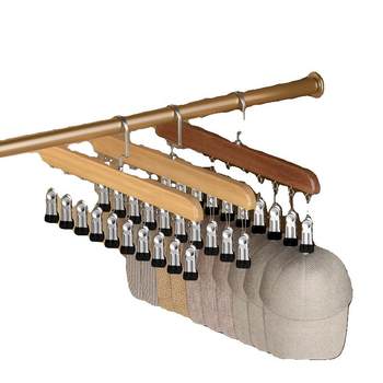 Wooden clothes rack multi-function 10 clip hanger household wardrobe hanging hat drying underwear socks with clip storage tool