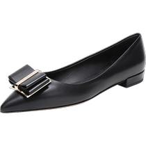 (Self-operated) Ferragamo Ferragamo Leather Double Bow Flat Shoes Womens Shoes New Style