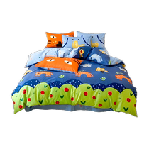 Duohua childrens pure cotton cartoon three-piece set four-piece set 100 cotton quilt cover sheets student dormitory set