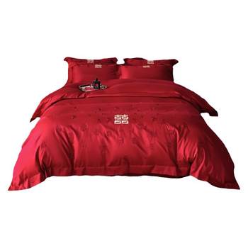 New chinese style wedding four-piece set red nantong home textiles