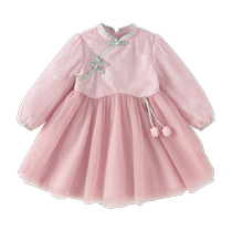 David Bella Childrens Dress 2024 Spring New Hanfu Girls National Style Princess Dress Baby Dress