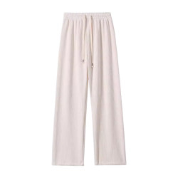 Narrow wide-leg pants for women, spring, autumn and summer 2024 new loose slimming straight-leg floor-length white casual pants