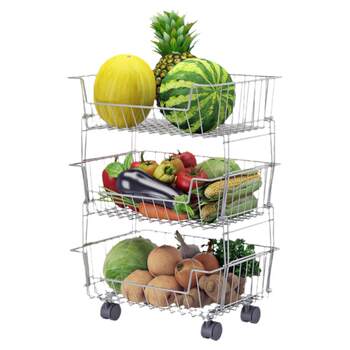 Floor-standing vegetable 304 stainless steel fruit basket storage rack