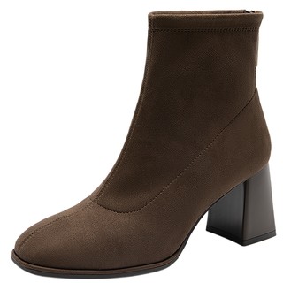 Qianbaidu thick high heel elastic sock boots for women 2025 autumn and winter new fashion boots short boots