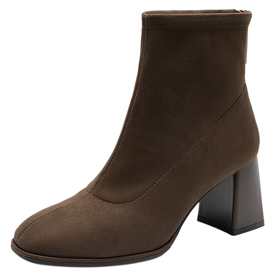 Qianbaidu thick high heel elastic sock boots for women 2025 autumn and winter new fashion boots short boots