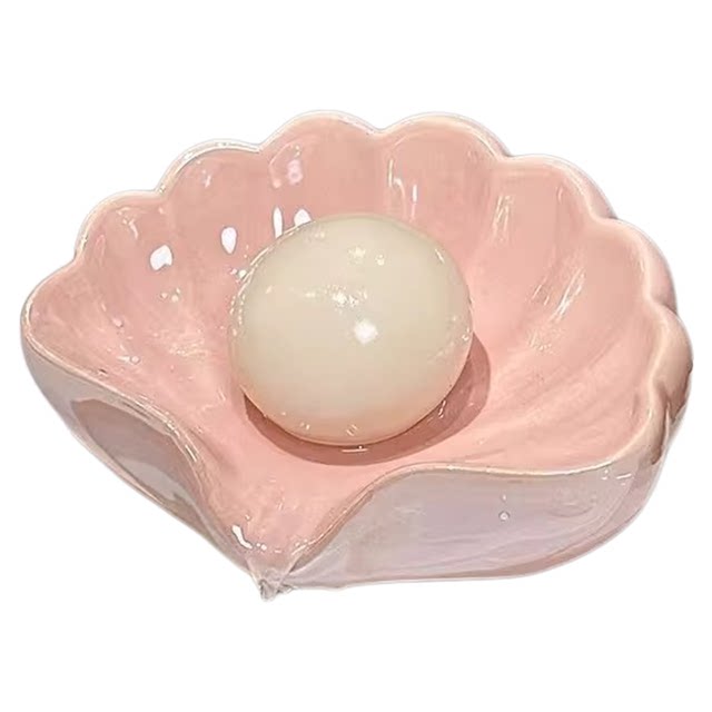 Light luxury shell soap box storage box ceramic soap box high-end ornament bathroom creative punch-free soap rack