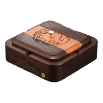 Black sandalwood ashtray with cover high-end anti-fly ash high-end atmosphere high-grade home office copper ornaments