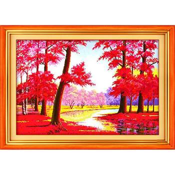 Qingfei precision printed cloth good luck cross stitch free shipping panoramic half scene good luck high shine scenery with silk thread free shipping