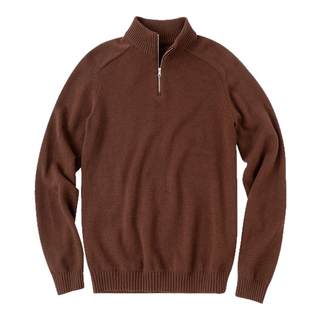 布先生轻奢半拉链插肩袖羊毛针织衫男士秋冬打底保暖毛衣PT15623