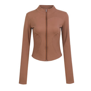 annerun保暖加绒瑜伽外套女户外运动拉链休闲跑步长袖健身服上衣