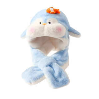 Women's hat and scarf all in one have ears that move in winter