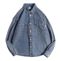 Chao brand retro water washing denim long -sleeved shirt 2024 Spring and autumn new puppet handsome casual men's shirt jacket