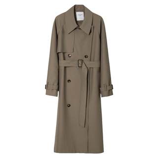 Stand-up draped Korean style mid-length coat for small people