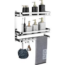 Bathroom Shelf, No-Drill Installation, 304 Stainless Steel, Thickened, for Washroom, Sink, Toilet, and Shower Room