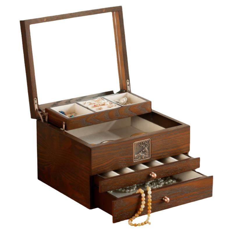 Jewelry box earrings necklace ring retro light luxury