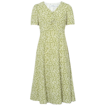 (Same style in the mall) Shifanli v-neck mint Mambo floral dress 2024 summer new style for women 3F6191581