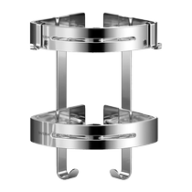 卫生间置物架304不锈钢免打孔浴室连体三角架壁挂式厕所收纳架子