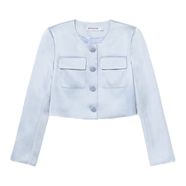 self-portrait 2024 autumn and winter new style misty blue temperament commuter diamond button satin short jacket top