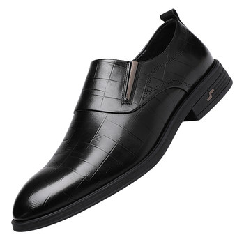 Red dragonfly rubber casual genuine leather formal cowhide pointed toe