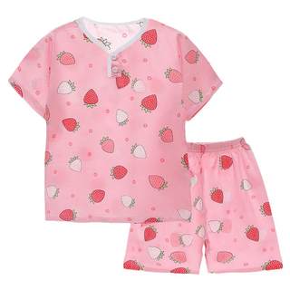 Summer children's cotton silk pajamas baby short-sleeved thin style
