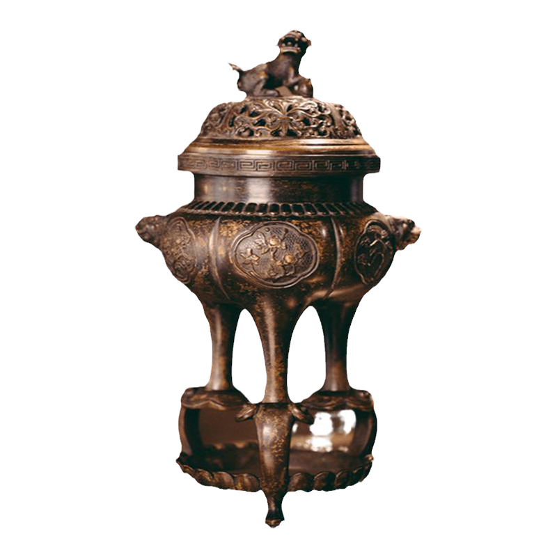 铜器  香炉  三足象耳三面狮头香炉 香道具  工艺品  美术品  摆件 铜器 香炉 三足象耳三面狮头香炉 香道具 工艺品 美术品
