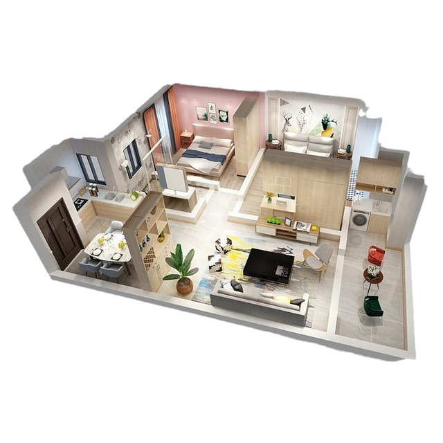 Decoration design renderings, indoor home decoration production