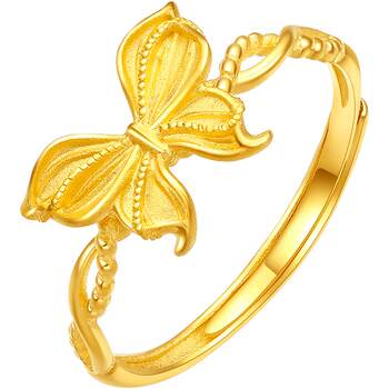 Saturday fortune gold ring priced pure gold butterfly live mouth women's ring gold category day series holiday gift