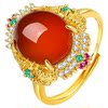 Natural South Red Agate Ice Red Fluorescent Living Ring for Women