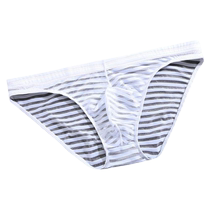 2 3 pairs of 2024 new mens mesh transparent briefs low-waist fashion striped underwear for young men