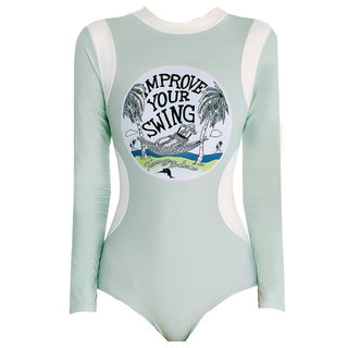 Bañador de niña retro americano de manga larga.