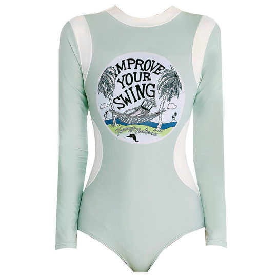 Langärmliger Badeanzug für amerikanische Retro-Mädchen