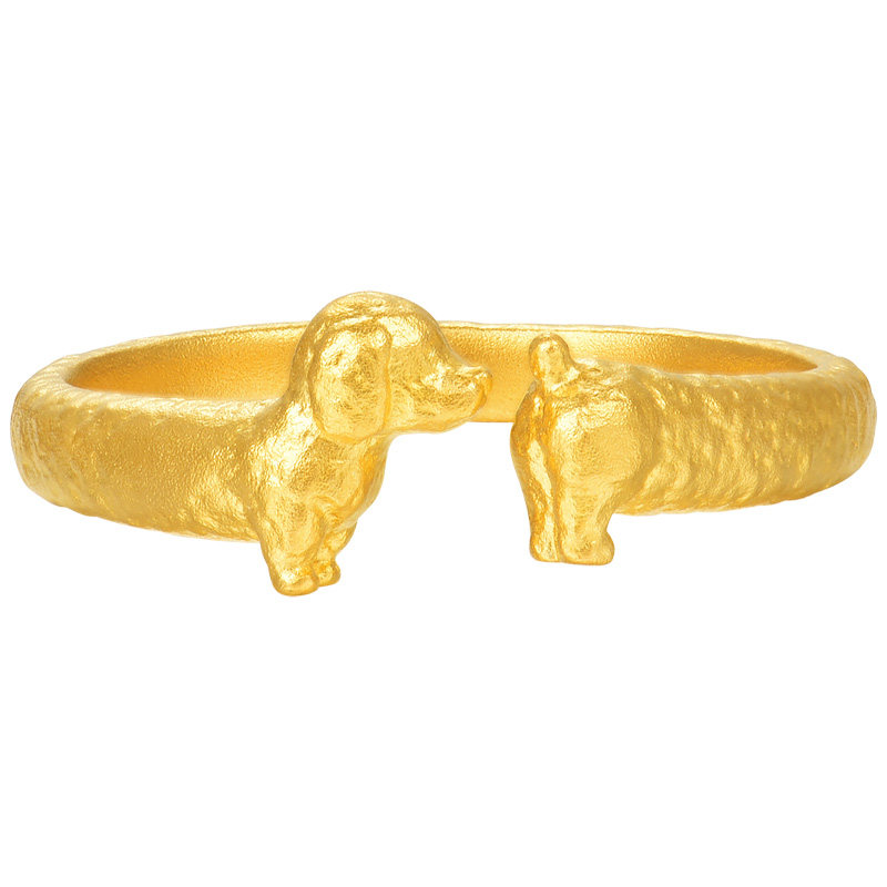 Honey Gold Jewelry Gold Ring Pure Gold Ancient Method Cute Treasure Series Small Sausage Ring HGH1752