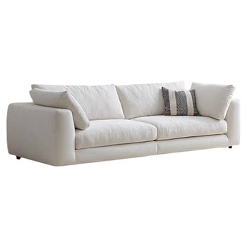 Removable and washable cotton and linen fabric straight-row cream style rhine sofa