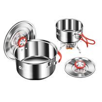 Island chic outdoor pot with 304 stainless steel camping wild cooking equipment full set of pot camping wild cooking supplies