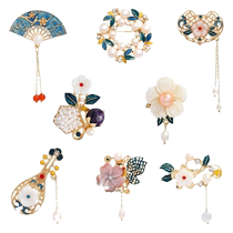 Creative Design Sense Fashion Natural Seashells Flower Brooch Silk Scarves Buttoned Ancient Wind Clothing Accessories Woman Pearl Brooch