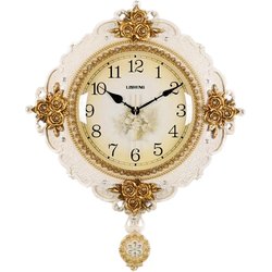 Lisheng European wall clock swing clock creative pastoral living room modern simple decoration home silent quartz clock