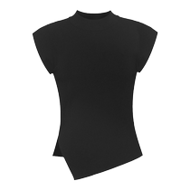 DEEP BREATH Take a deep breath my brother is really good. Small pipe collar irregular hem knitted top A301572