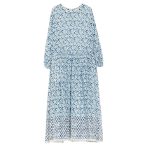 (Water Ripples) puretea tea cut floral print dress womens light mulberry silk 2024 summer new style