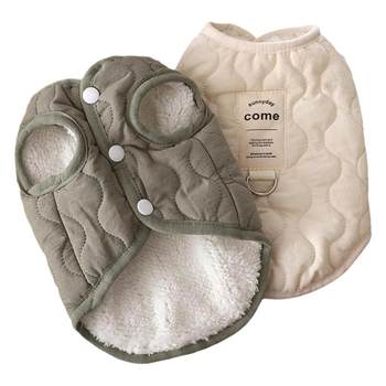 Cat autumn and winter vest vest warm plus lambswool sweater dog small and medium-sized dogs go out traction buckle pet clothes