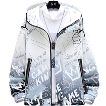 Gradient color jacket mens spring and autumn new jacket mens trendy brand ins youth mens clothing handsome work clothes jacket