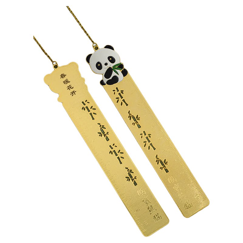 Tianse Panda Pendant Metal Ruler Bookmark Ruler Cute Student Stationery Gift Chinese Style Chengdu Cultural and Creative Souvenirs