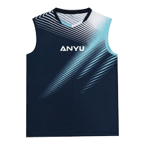 Anyu 2024 new sleeveless badminton suit mens sports quick-drying vest vest suit table tennis competition training suit