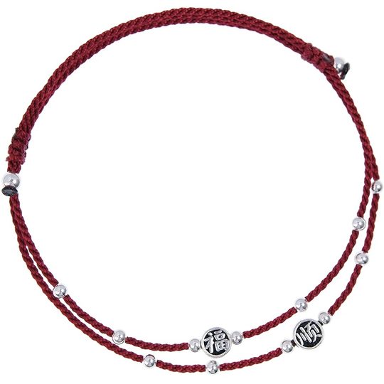 Red rope anklet for women sterling silver 2024 new style trendy animal year