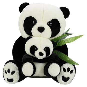 ງາມແມ່ແລະເດັກນ້ອຍ Panda Doll Plush Toy ໄມ້ໄຜ່ Giant Panda Doll Press Doll Pillow ຂອງຂວັນ Wedding