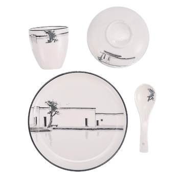 Hotel tableware set four-piece set underglaze color hotel