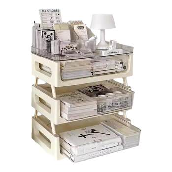 Drawer-type superimposed transparent dustproof desktop storage box