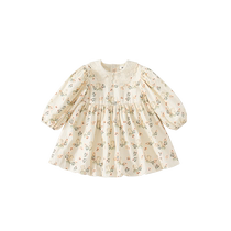 Girls dress 2024 Spring dress New lady Broken Flowers Princess Dress Long Sleeve Dress Little Girl Child Clothing Trendy