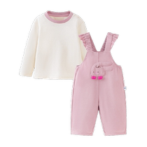 Mini Bala Overalls Long Sleeve Suit Boys and Girls Baby Fashion T-Shirt Two-piece Set Cute Style 2024 New